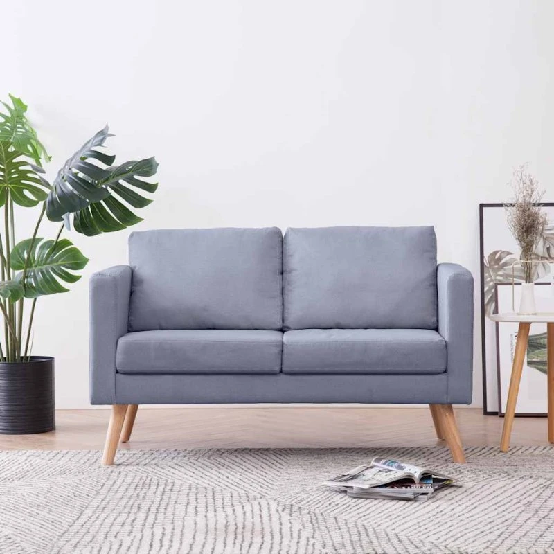 2-personers sofa i lysegrå stof - komfortabel & aftagelige betræk