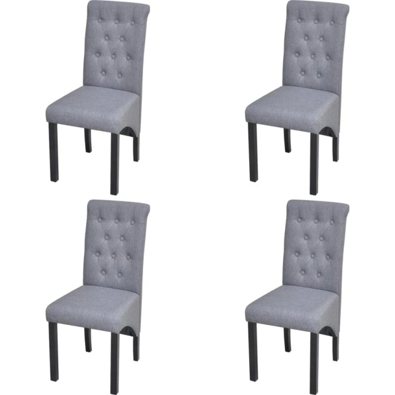 Spisebordsstole 4 stk. lysegrå stof med gummitræsstel