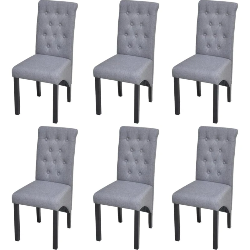 Spisebordsstole 6 stk. stof lysegrå – polstret & solide ben