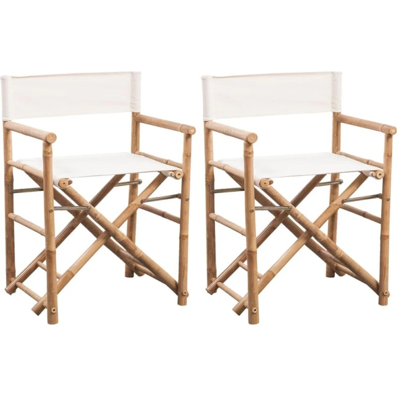 Foldbare instruktørstole 2 stk. i bambus og lærred