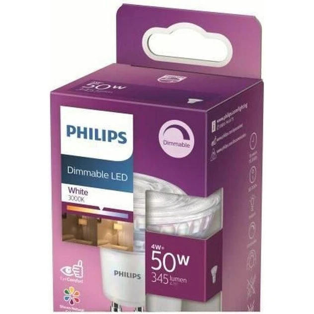 Philips LED GU10 4W (3000K) Classic Spot - 2 stk.