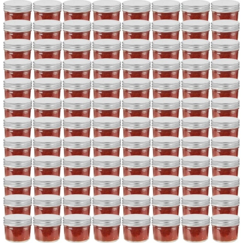 Syltetøjsglas 110 ml, 96 stk. med sølv låg