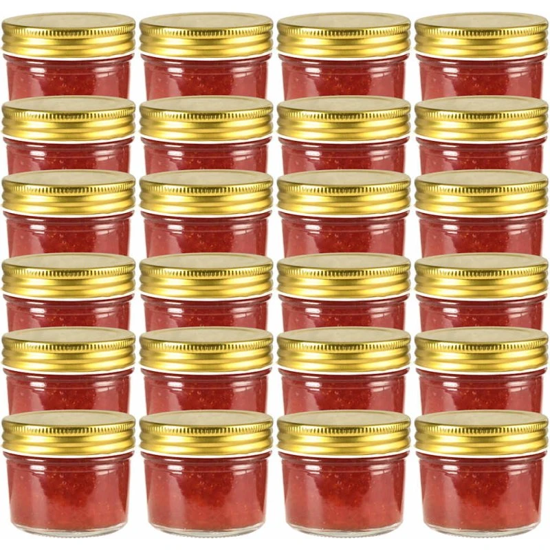 Syltetøjsglas 24 stk., 110 ml med guldfarvet låg