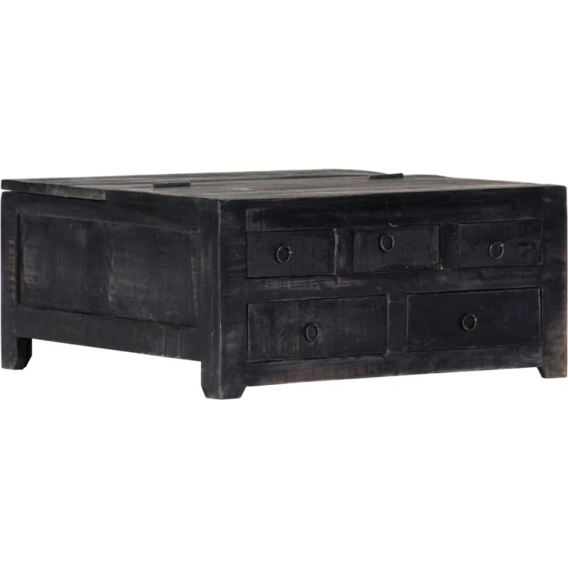 Sofabord i massivt mangotræ 65x65x30 cm, sort