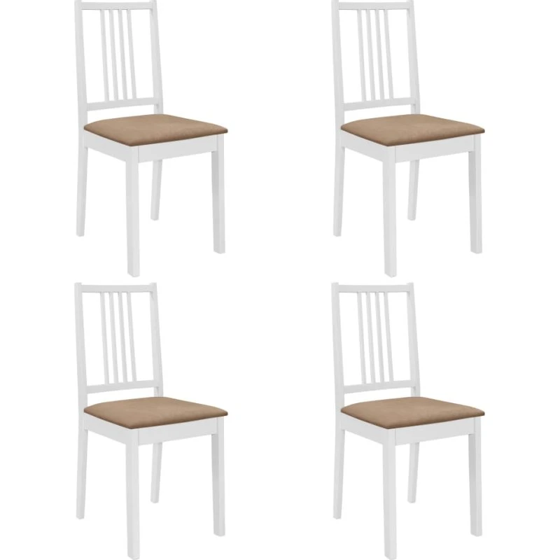 Spisebordsstole 4 stk. massivt træ med hynder, hvid
