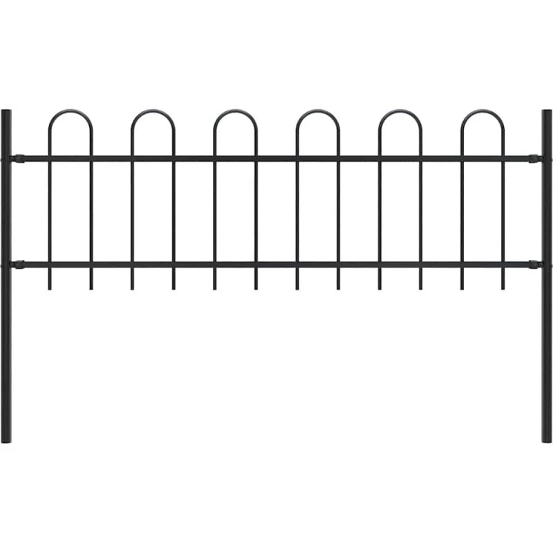 Havehegn i sort pulverlakeret stål 1,8 m med buet top