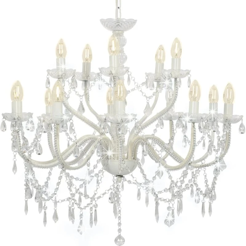 Lysekrone 2-lag 15xE14 krystaller hvid