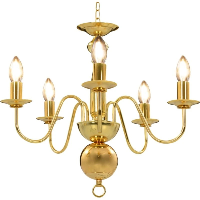 Lysekrone 5-armet gylden til E14