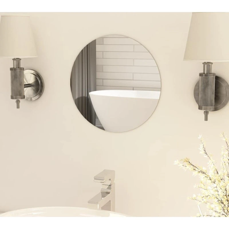 Rundt spejl uden ramme Ø30 cm - klart glas