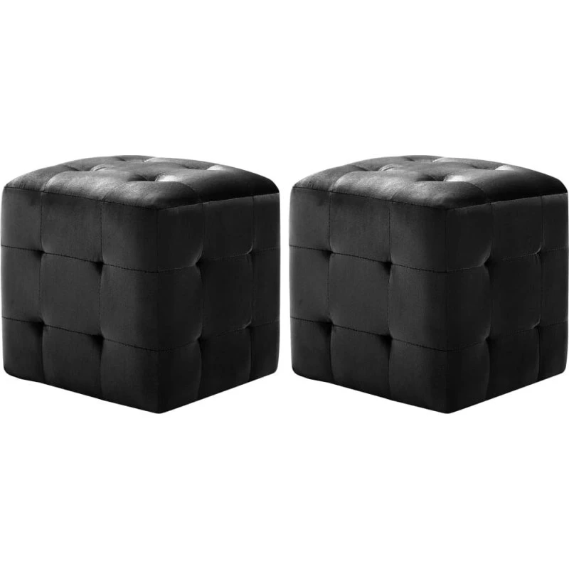 Sengeskabe 2 stk. fløjlsstof sort 30x30x30 cm