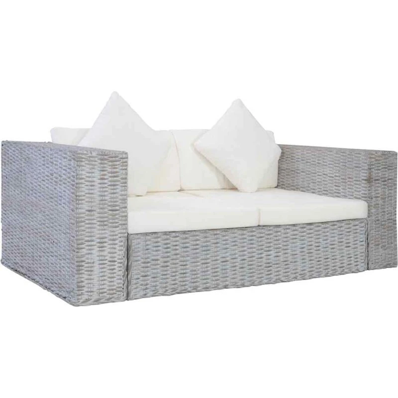 2-personers rattan sofa i naturlig grå - kubu-rattan
