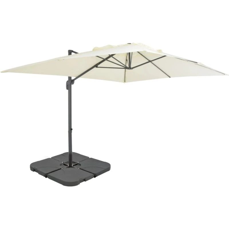 Haveparasol i aluminium med transportabel fod – sand