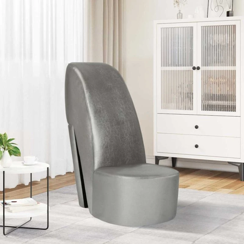Loungestol højhælet sko-design i sølv kunstlæder