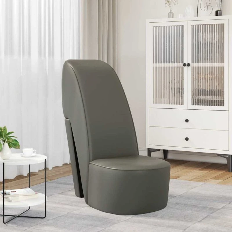 Lænestol højhælet sko-design i grå kunstlæder