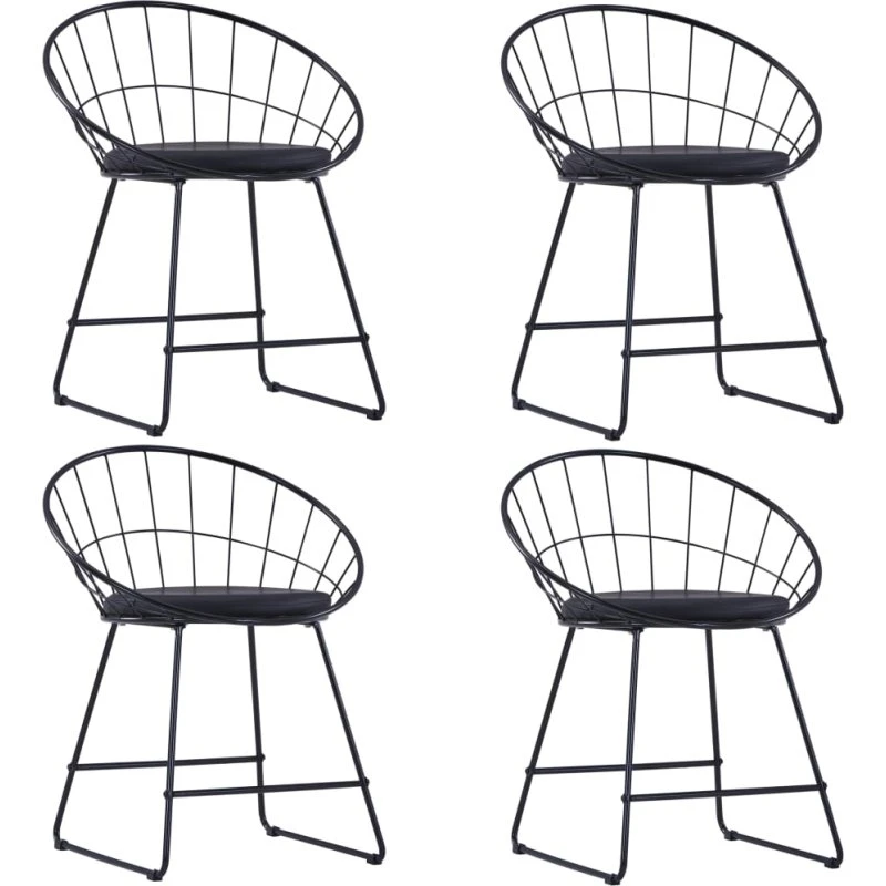 Spisebordsstole 4 stk. sort – stålramme & kunstlæder