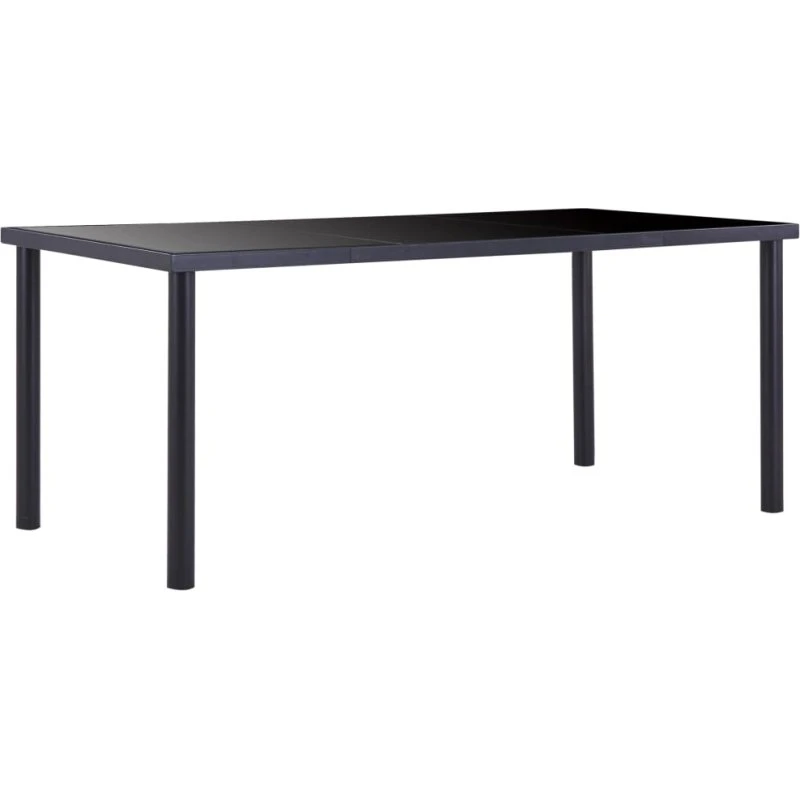 Spisebord 180x90 cm i hærdet glas med sort stel