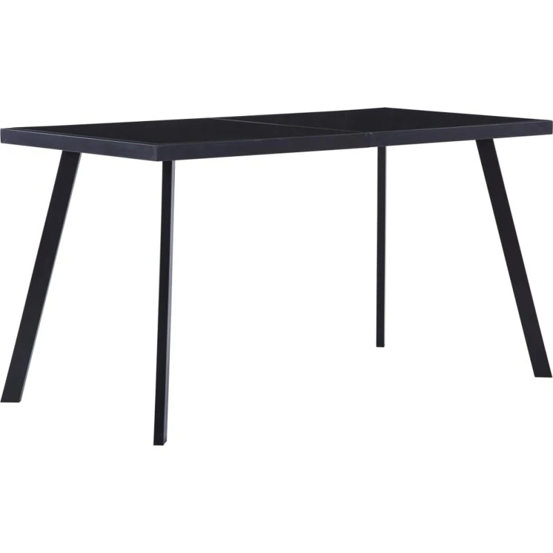 Spisebord 140x70x75 cm – hærdet glas & sort stel