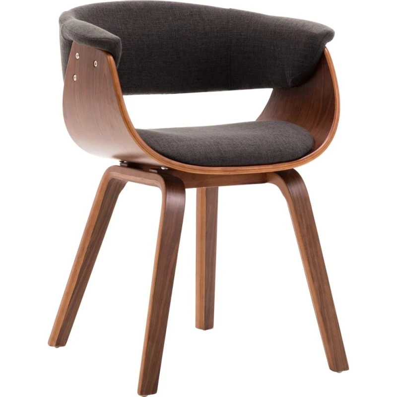 Spisebordsstol i bøjet træ og gråt stof