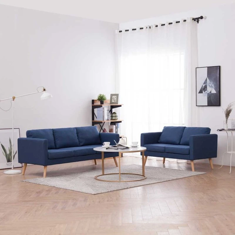 Sofasæt 2 dele i stof - Blå