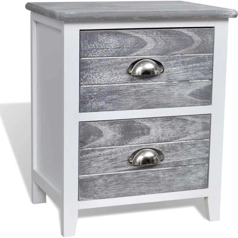 Natbord i kejsertræ 38x28x45 cm – grå og hvid