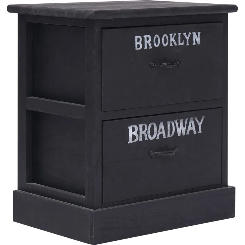 Natbord i kejsertræ, sort 38 x 28 x 45 cm