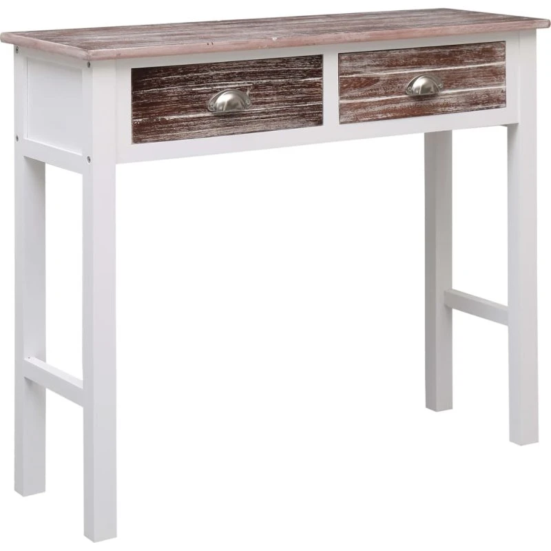Konsolbord i træ 90x30x77 cm - brun, 2 skuffer