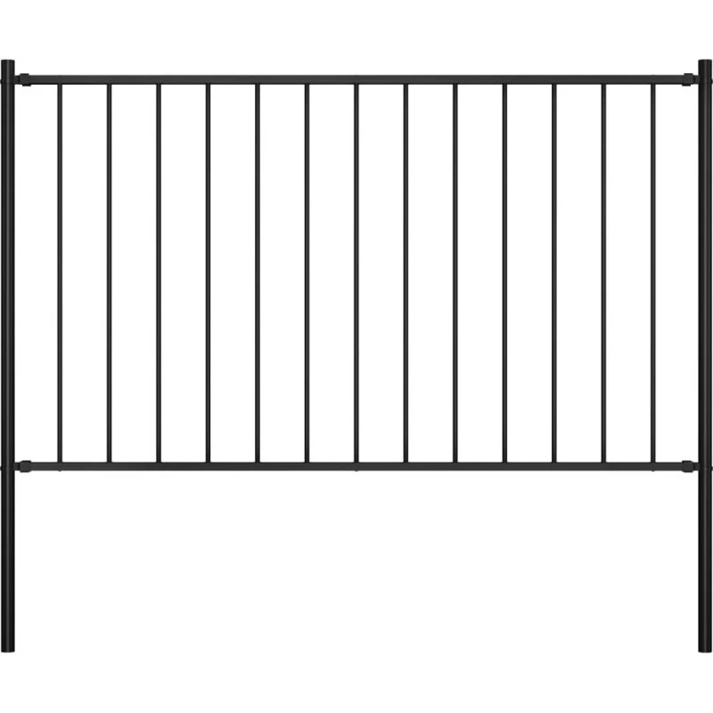 Hegnspanel med stolper 1,7x1,25 m pulverlakeret stål - sort