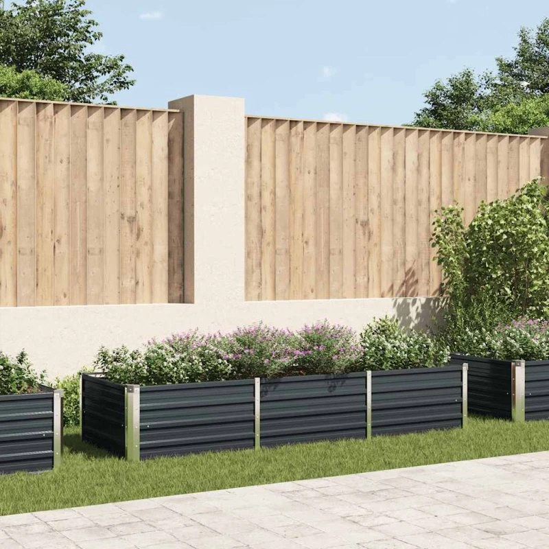 Hævet plantekasse 240×80×45 cm, galvaniseret stål - Antracit