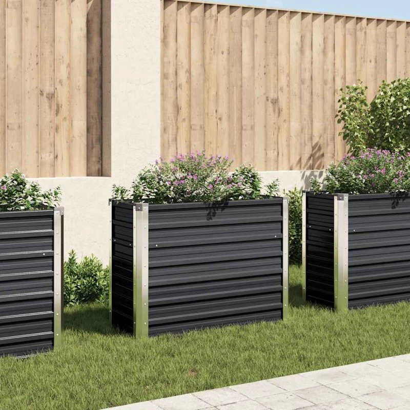 Hævet plantekasse 100x40x77 cm – galvaniseret stål, antracit
