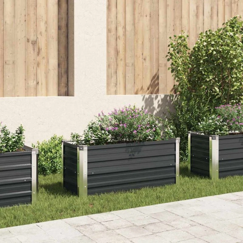 Hævet plantekasse 100x40x45 cm galvaniseret stål - antracit