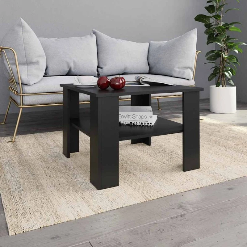 Sofabord 60x60x42 cm i konstrueret træ – Sort