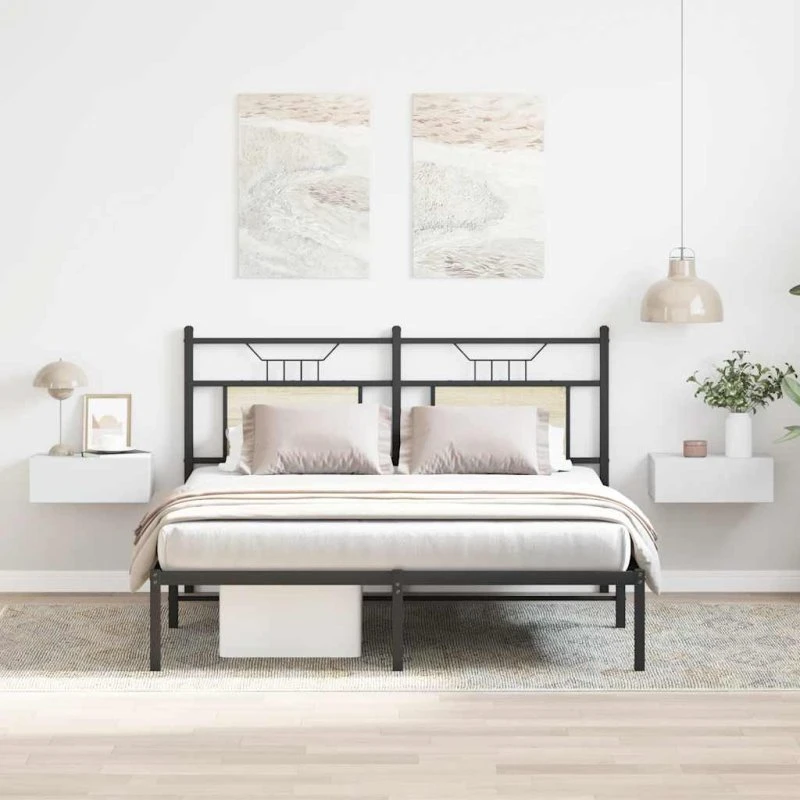 Svævende natborde 2 stk. 40x30x15 cm - Hvidt konstrueret træ