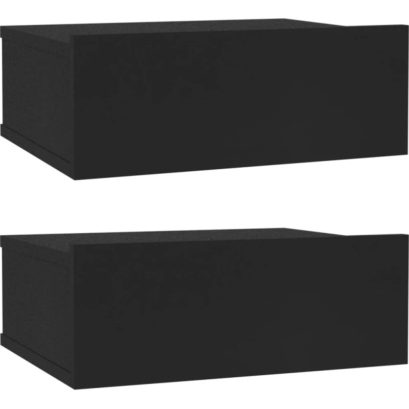 Svævende natborde 2 stk. 40x30x15 cm sort (væghængt)