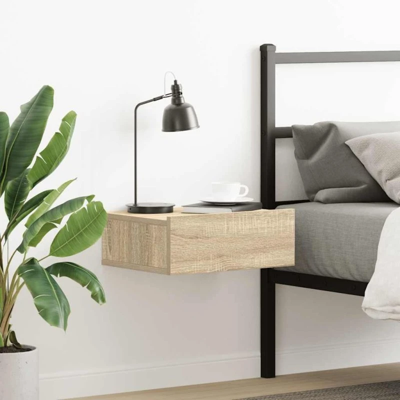 Svævende natbord 40x30x15 cm – Sonoma-eg