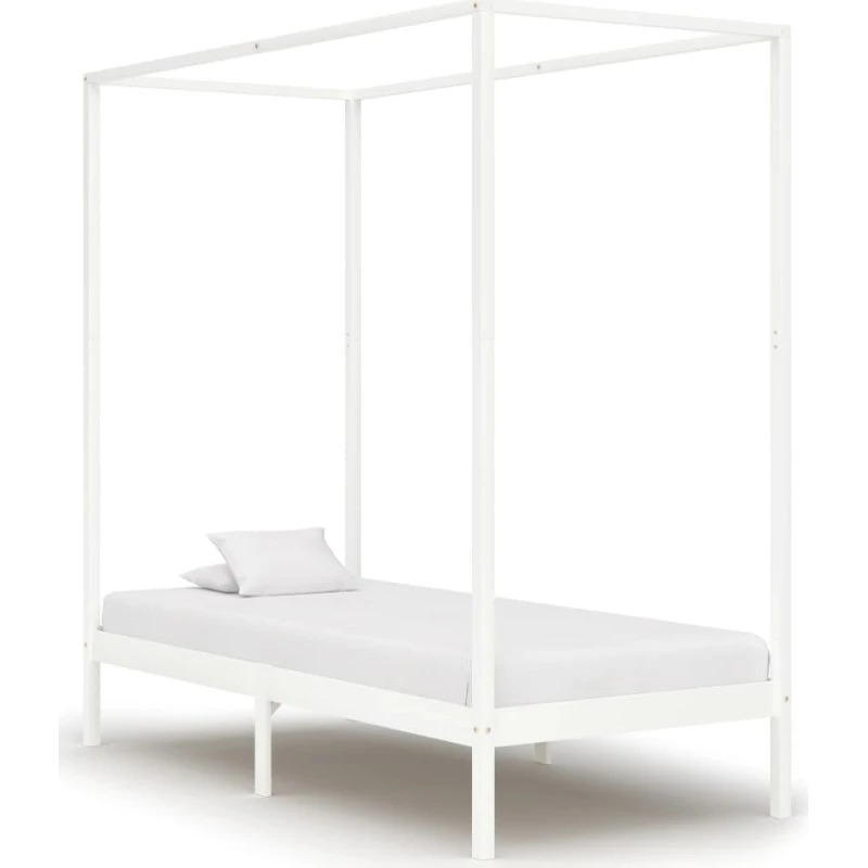 Himmelseng sengestel 90x200 cm i massivt fyrretræ, hvid