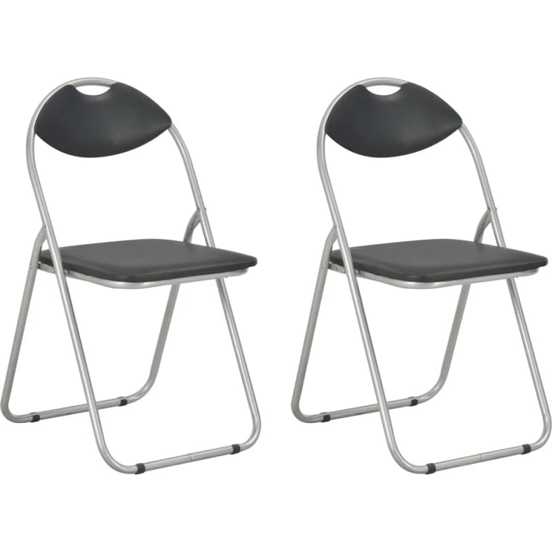 Sammenklappelige spisebordsstole 2 stk. - sort kunstlæder