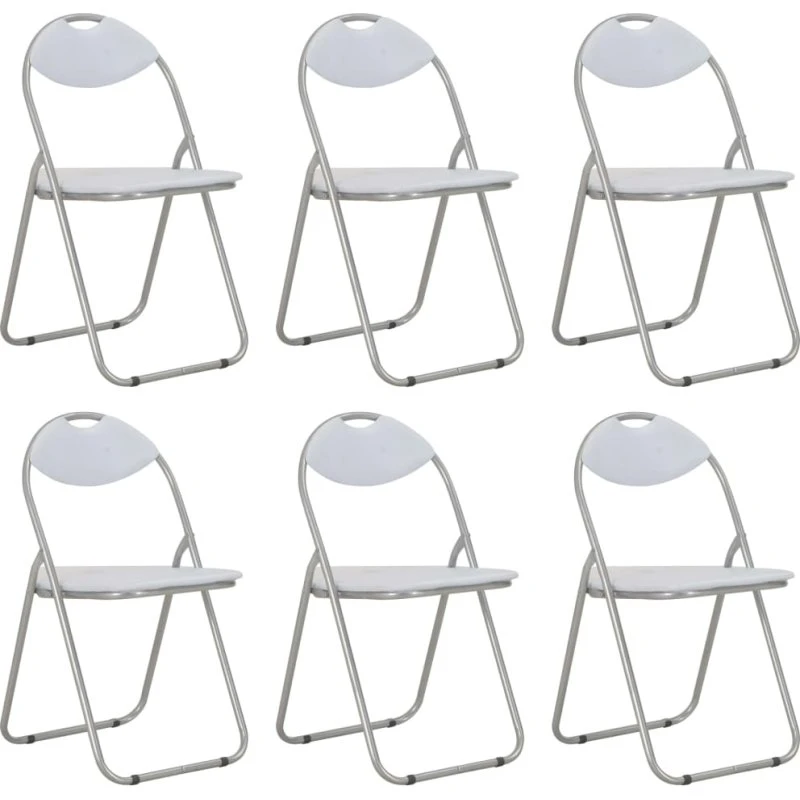 Sammenklappelige spisebordsstole 6 stk. – hvidt kunstlæder
