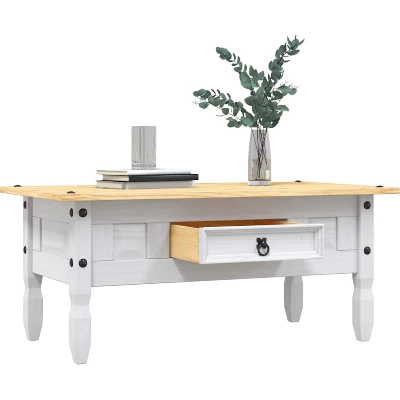 Sofabord Corona i hvidt voksbehandlet fyrretræ 100x55x44 cm