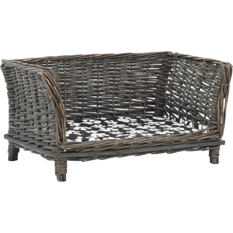 Hundekurv i pileflet med aftagelig hynde 50x33x30 cm