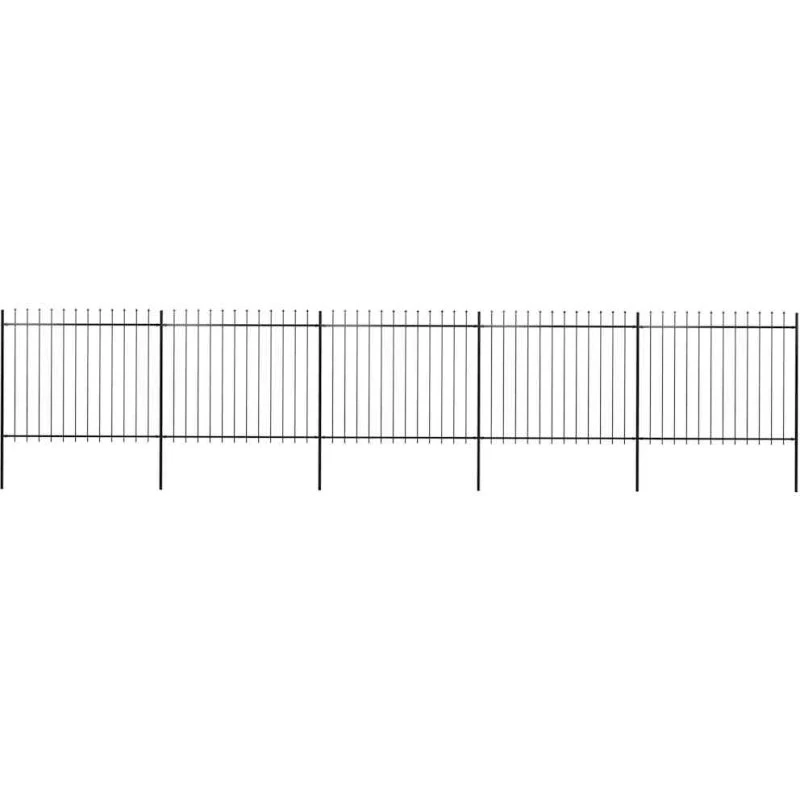 Havehegn i stål med spydtop 892,5x150 cm sort