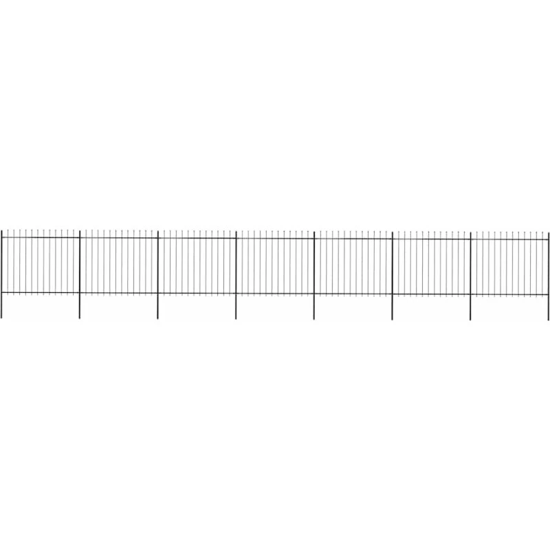 Havehegn i stål med spydtop 1248x150 cm, sort