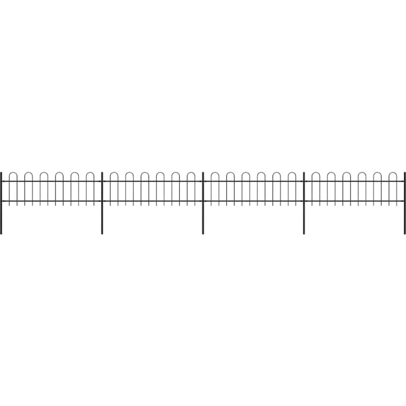 Sort havehegn i stål med buet top 714,5x60 cm (6,8 m)