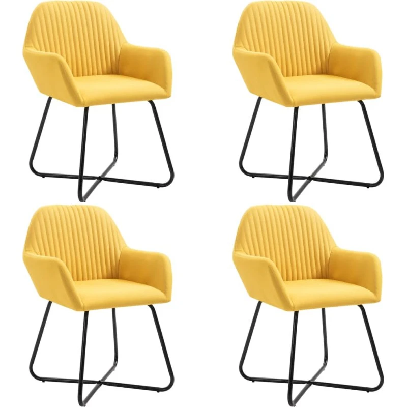 Spisebordsstole 4 stk. gul stof med armlæn