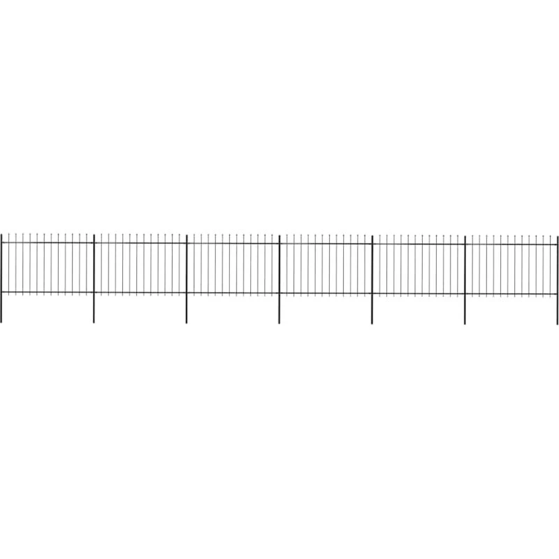 Stålhavehegn med spydtop 1070x120 cm, sort (10,2 m)
