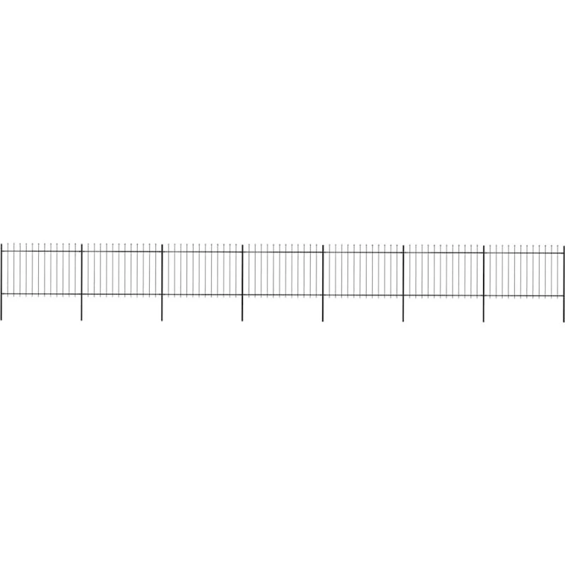 Havehegn i stål med spydtop 1248x120 cm - sort