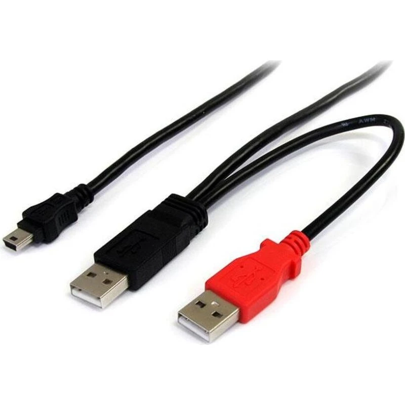 StarTech USB 2.0 Y-kabel A til mini B 1,8 m (rød/sort)