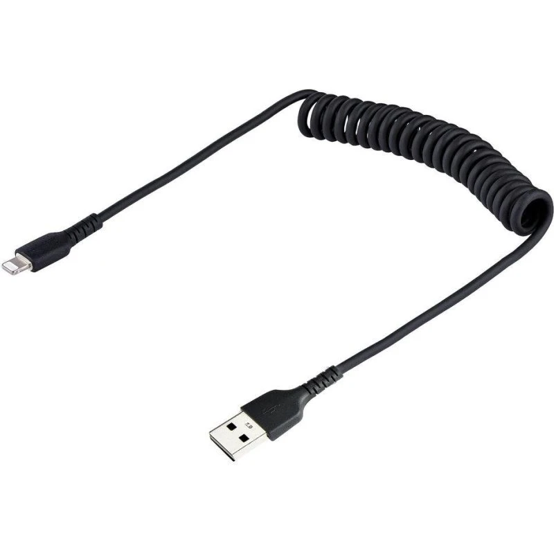 StarTech Coiled USB-A til Lightning kabel 50 cm – MFi, sort