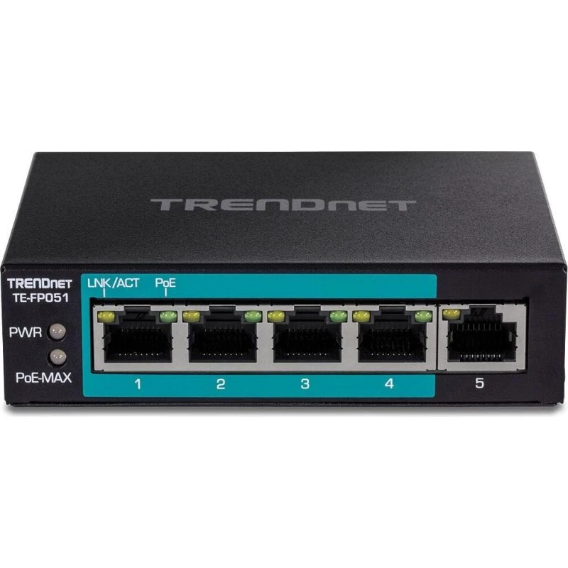 Trendnet TE-FP051 5-port PoE Netværksswitch, sort