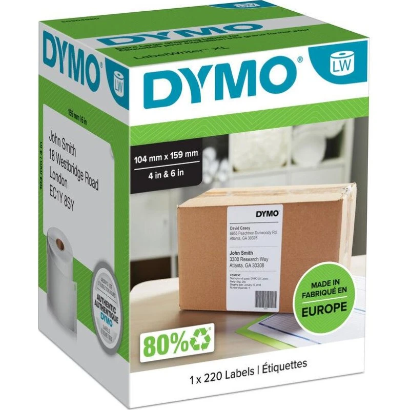 DYMO LabelWriter forsendelsesetiketter 104 x 159 mm, 220 stk