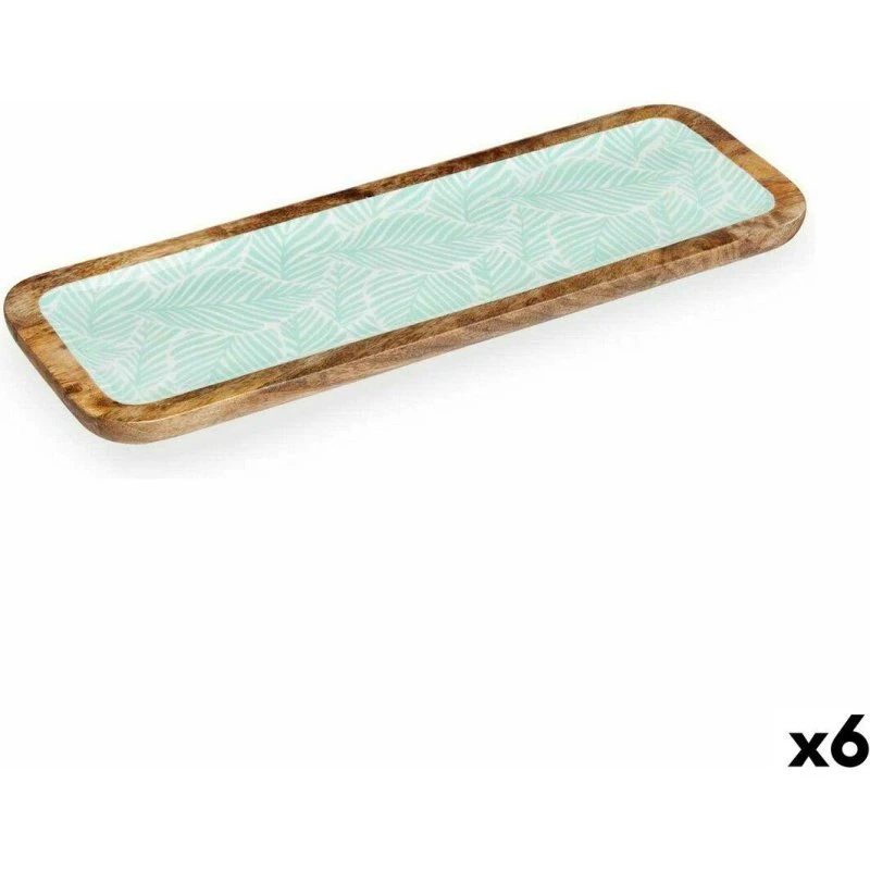 Borddekoration blad i mangotræ og harpiks 45×15 cm (6 stk)